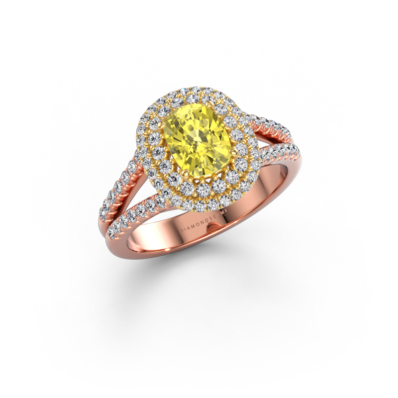 Image of Engagement ring Elvie CSH 585 rose gold Yellow lab grown diamond 6.8x5.2 mm
