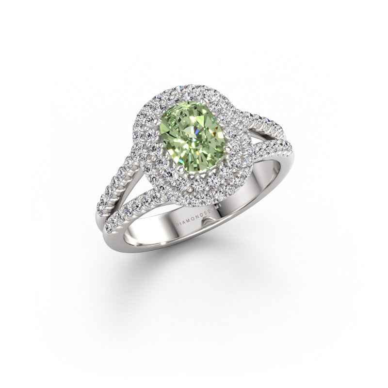 Image of Engagement ring Elvie CSH 950 platinum Green lab grown diamond 6.8x5.2 mm