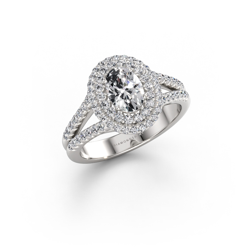 Immagine di Anello di fidanzamento Elvie OVL 585 oro bianco Diamante 1.185 crt