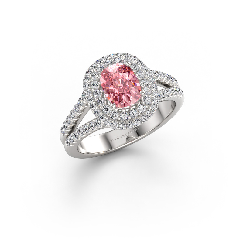 Image of Engagement ring Elvie CSH 950 platinum Pink lab grown diamond 6.8x5.2 mm