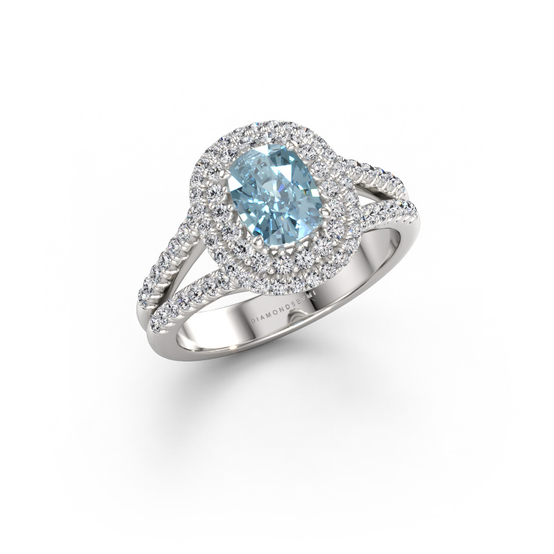 Image of Engagement ring Elvie CSH 950 platinum Blue lab grown diamond 6.8x5.2 mm