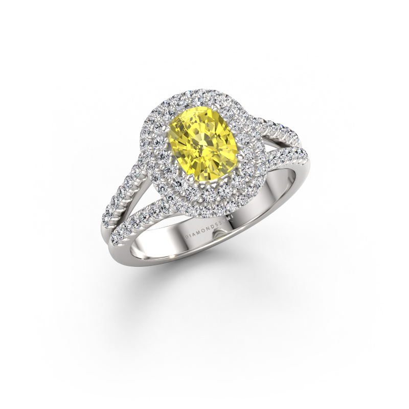 Image of Engagement ring Elvie CSH 950 platinum Yellow lab grown diamond 6.8x5.2 mm