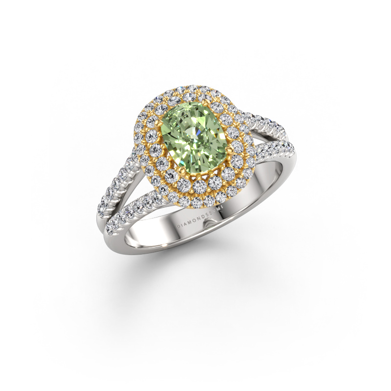 Bild von Verlobungsring Elvie CSH 585 Weißgold Grüner Labor-Diamant 6.8x5.2 mm
