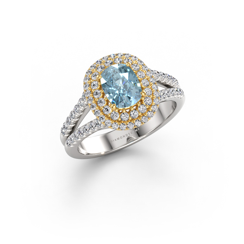 Bild von Verlobungsring Elvie CSH 585 Weißgold Blauer Labordiamant 6.8x5.2 mm