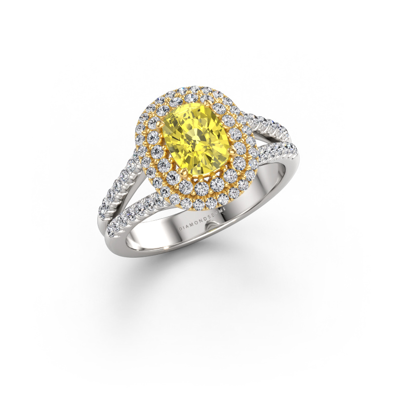Bild von Verlobungsring Elvie CSH 585 Weißgold Gelber labordiamant 6.8x5.2 mm