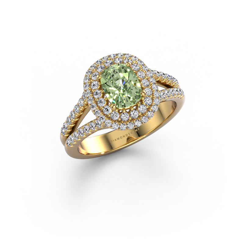 Image of Engagement ring Elvie CSH 585 gold Green lab grown diamond 6.8x5.2 mm
