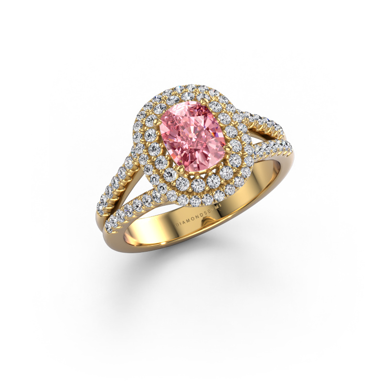 Image of Engagement ring Elvie CSH 585 gold Pink lab grown diamond 6.8x5.2 mm