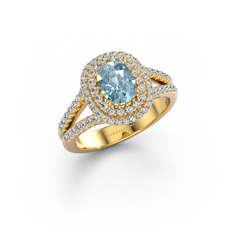 Image of Engagement ring Elvie CSH 585 gold Blue lab grown diamond 6.8x5.2 mm