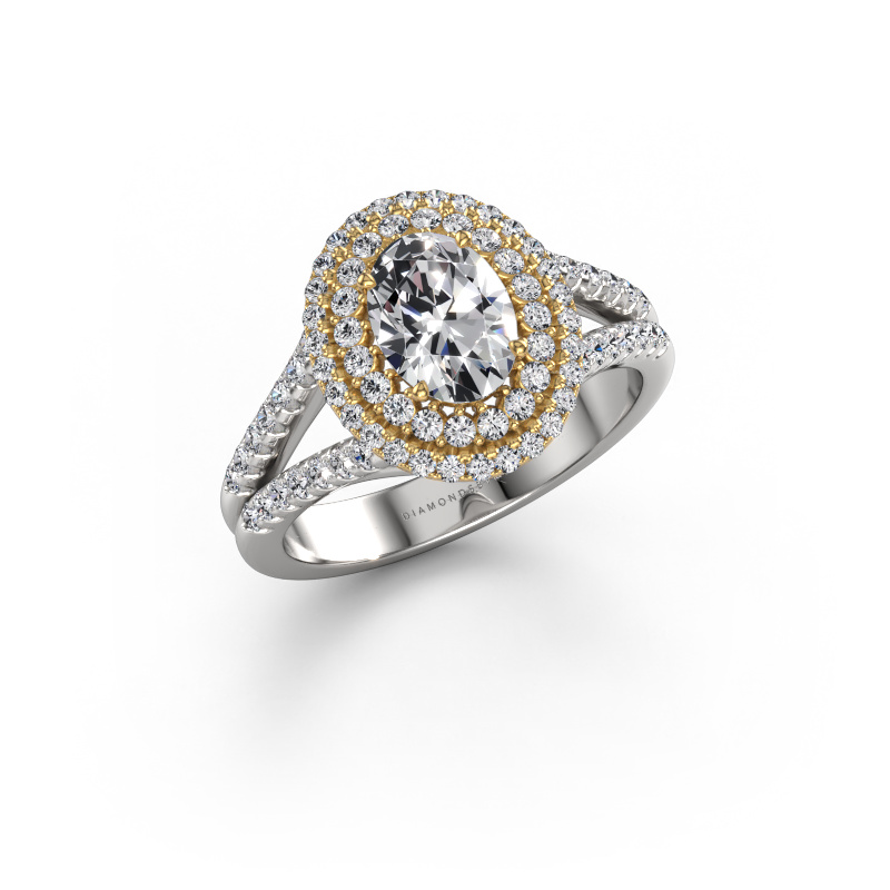 Image of Engagement ring Elvie OVL 585 white gold Lab-grown diamond 1.31 crt