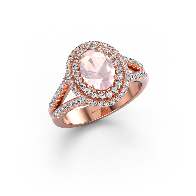 Immagine di Anello di fidanzamento Elvie OVL 585 oro rosa Morganite champagne 8x6 mm
