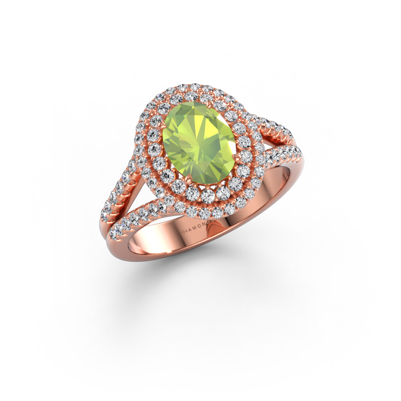 Immagine di Anello di fidanzamento Elvie OVL 585 oro rosa Peridoto 8x6 mm