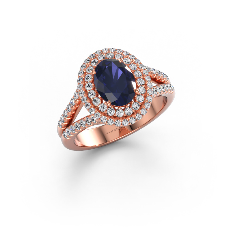 Bild av Förlovningsring Elvie OVL 585 roséguld Safir 8x6 mm