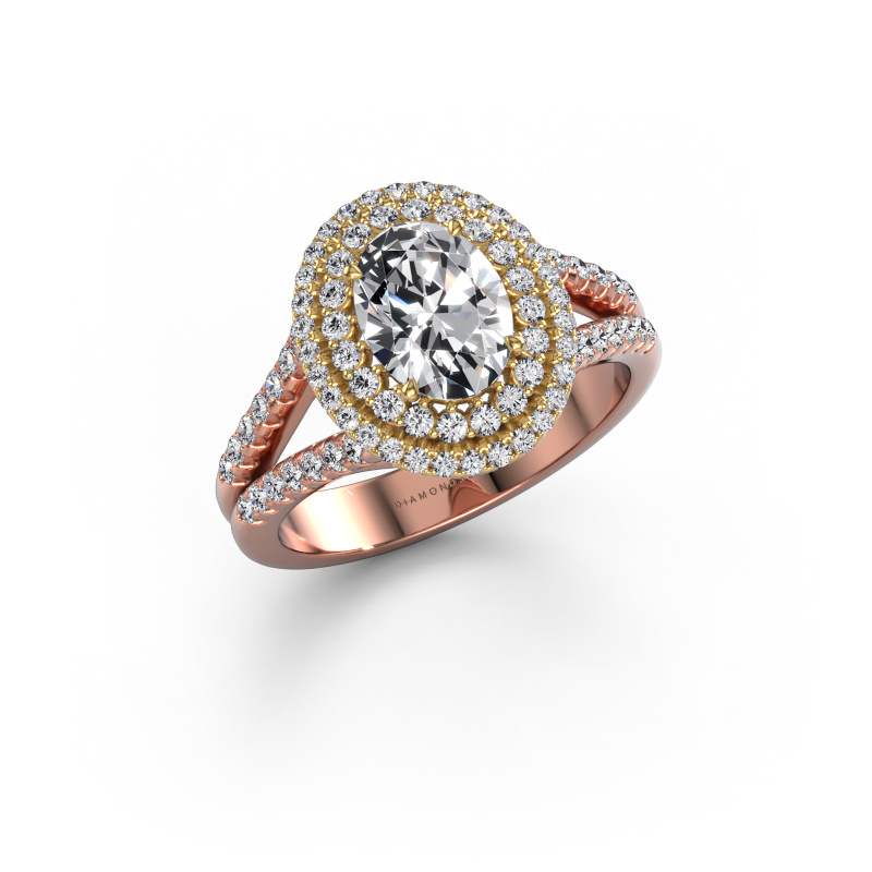Image of Engagement ring Elvie OVL 585 rose gold Lab grown diamond 1.635 crt