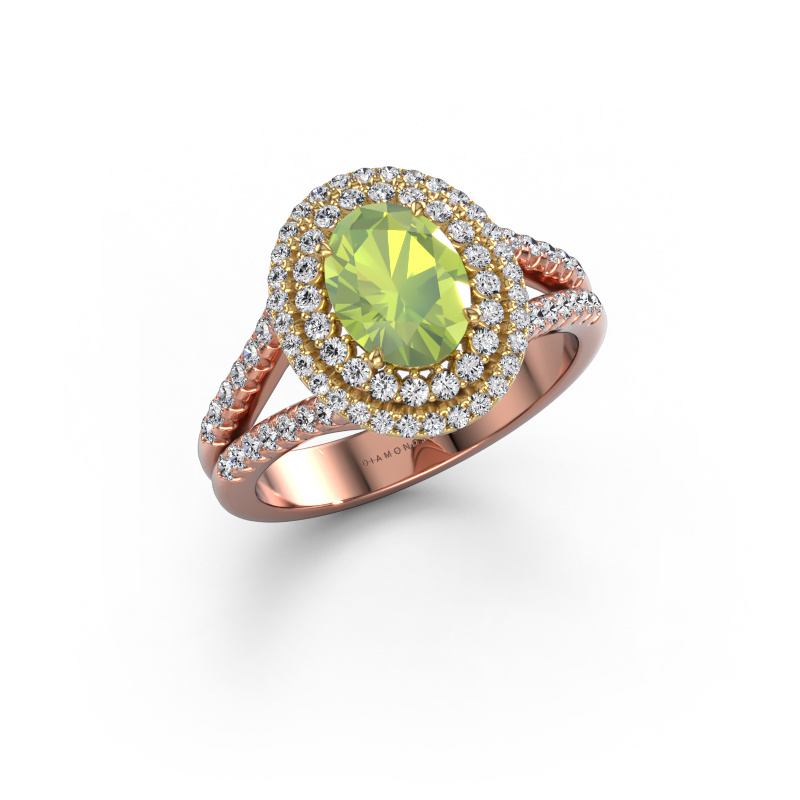 Image de Bague de fiançailles Elvie OVL 585 or rose Péridot 8x6 mm