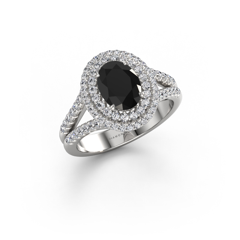 Bild von Verlobungsring Elvie OVL 950 Platin Schwarz Diamant 1.935 crt