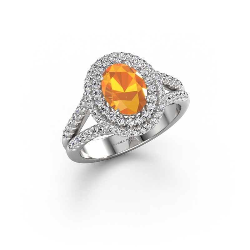 Bild von Verlobungsring Elvie OVL 950 Platin Citrin 8x6 mm