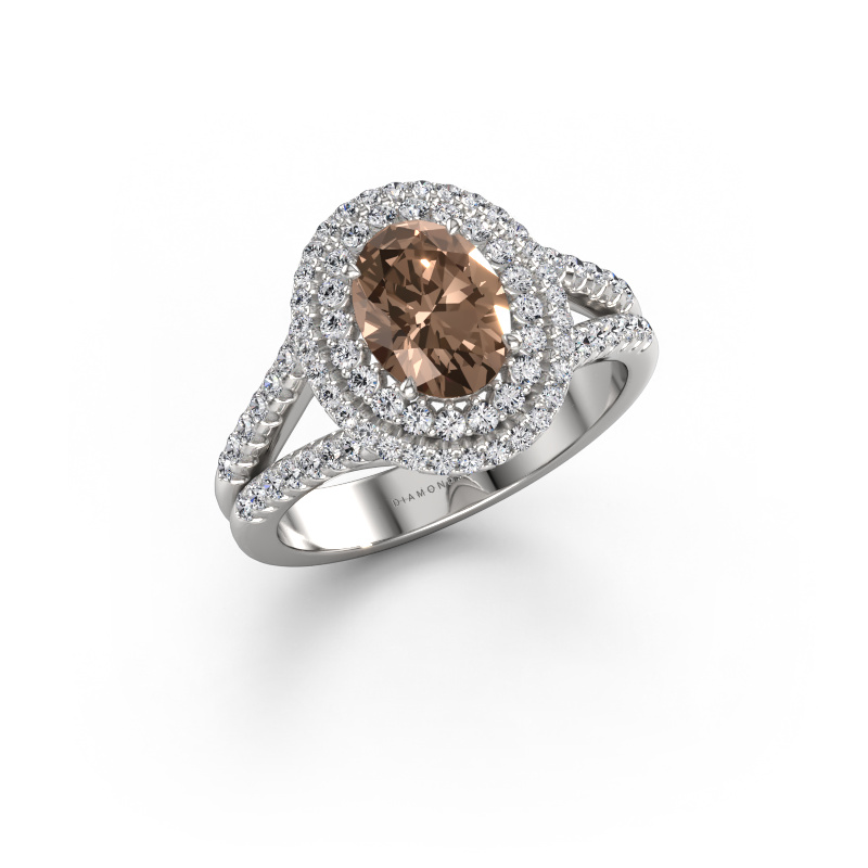 Image de Bague de fiançailles Elvie OVL 950 platine Diamant brun 1.635 crt