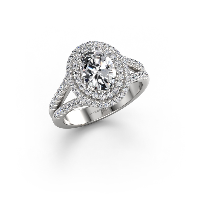 Image of Engagement ring Elvie OVL 950 platinum Lab grown diamond 1.635 crt