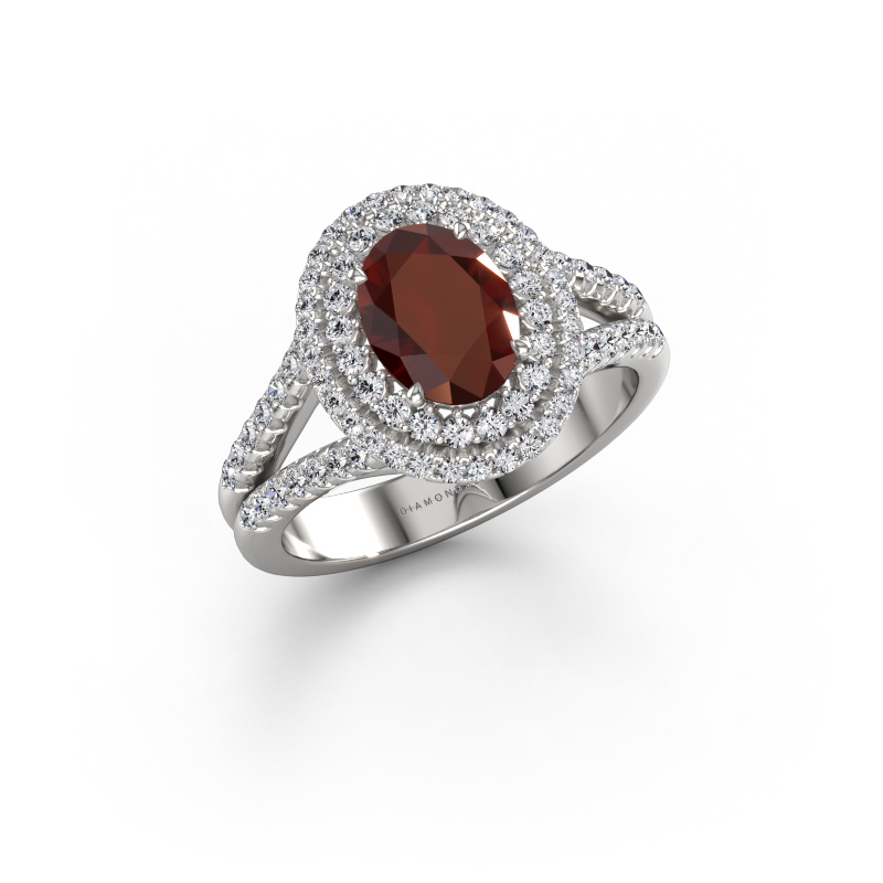 Bild von Verlobungsring Elvie OVL 950 Platin Granat 8x6 mm