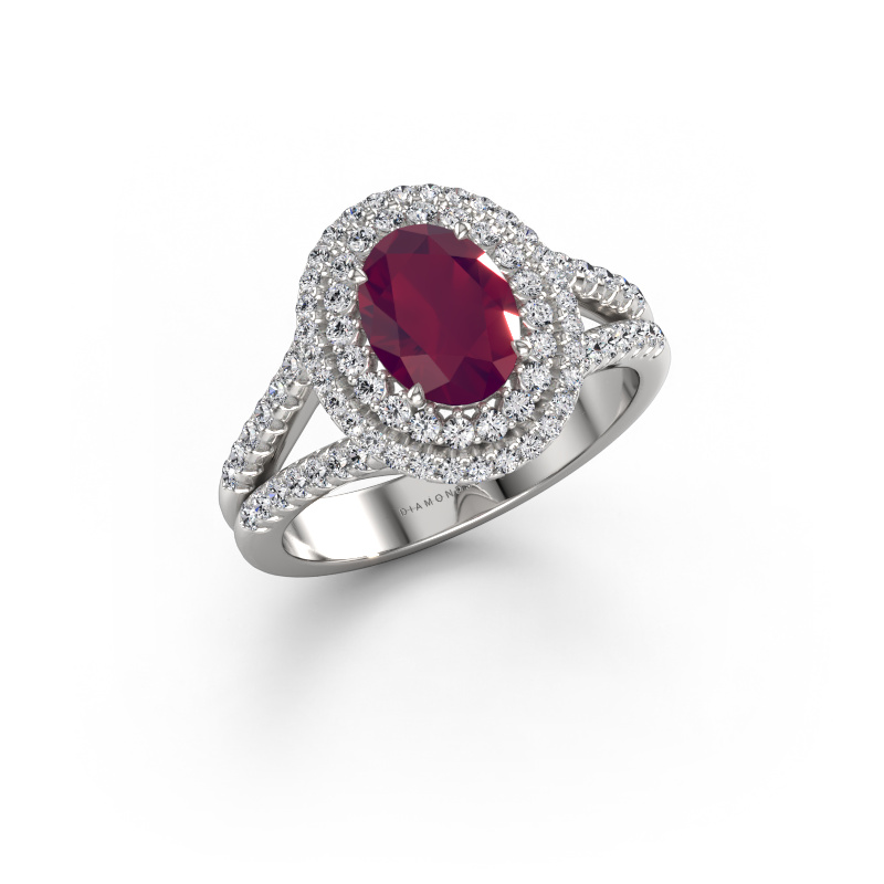 Bild von Verlobungsring Elvie OVL 950 Platin Rhodolit 8x6 mm