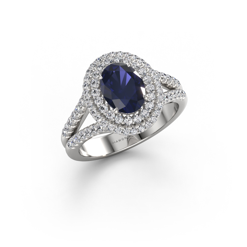 Image of Engagement ring Elvie OVL 950 platinum Sapphire 8x6 mm