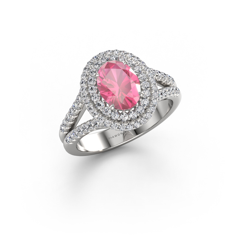 Bild von Verlobungsring Elvie OVL 950 Platin Pink Saphir 8x6 mm