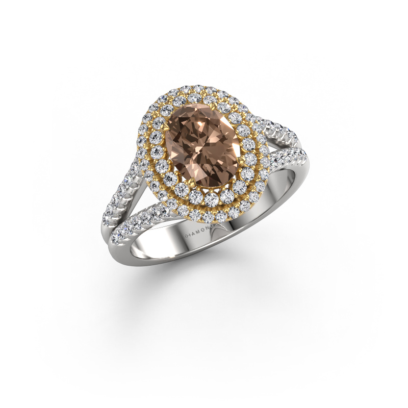 Bild von Verlobungsring Elvie OVL 585 Weißgold Braun Diamant 1.635 crt