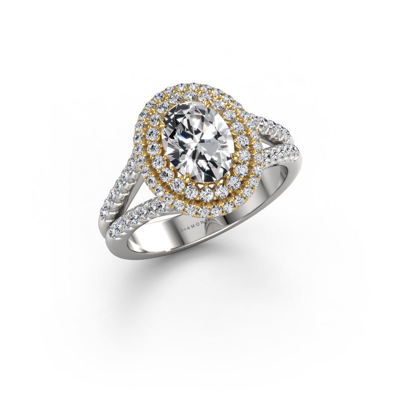 Afbeelding van Verlovingsring Elvie OVL 585 witgoud Lab-grown diamant 1.635 crt