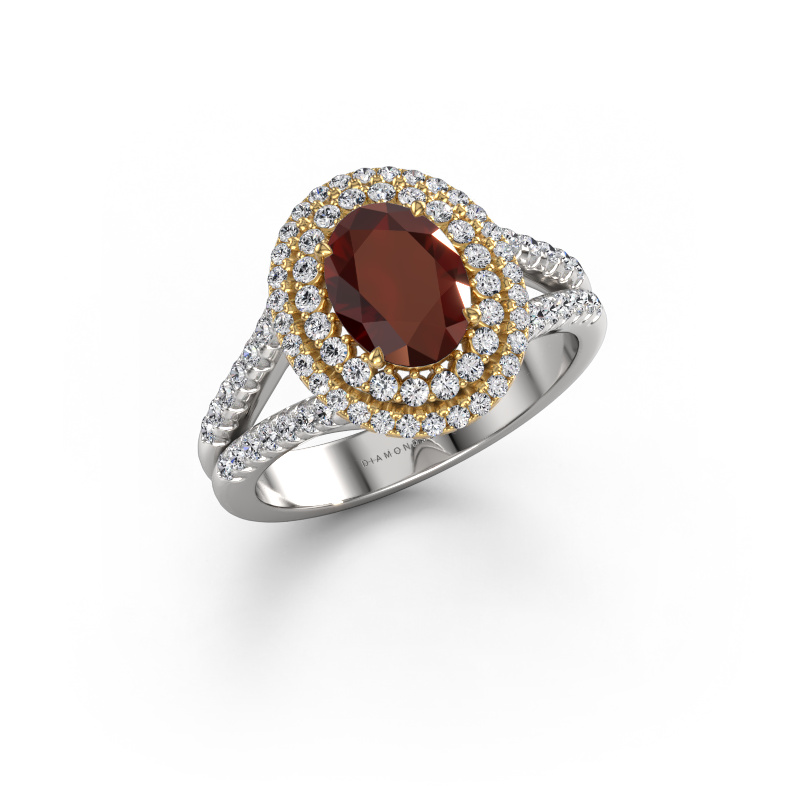 Image of Engagement ring Elvie OVL 585 white gold Garnet 8x6 mm
