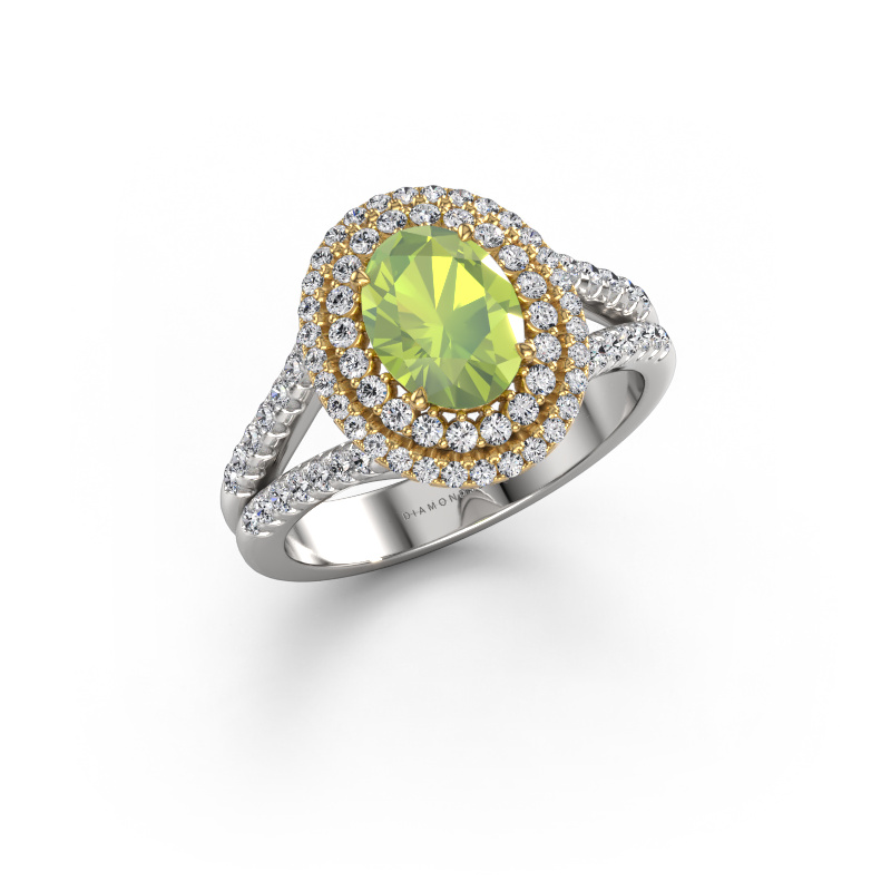 Bild von Verlobungsring Elvie OVL 585 Weißgold Peridot 8x6 mm