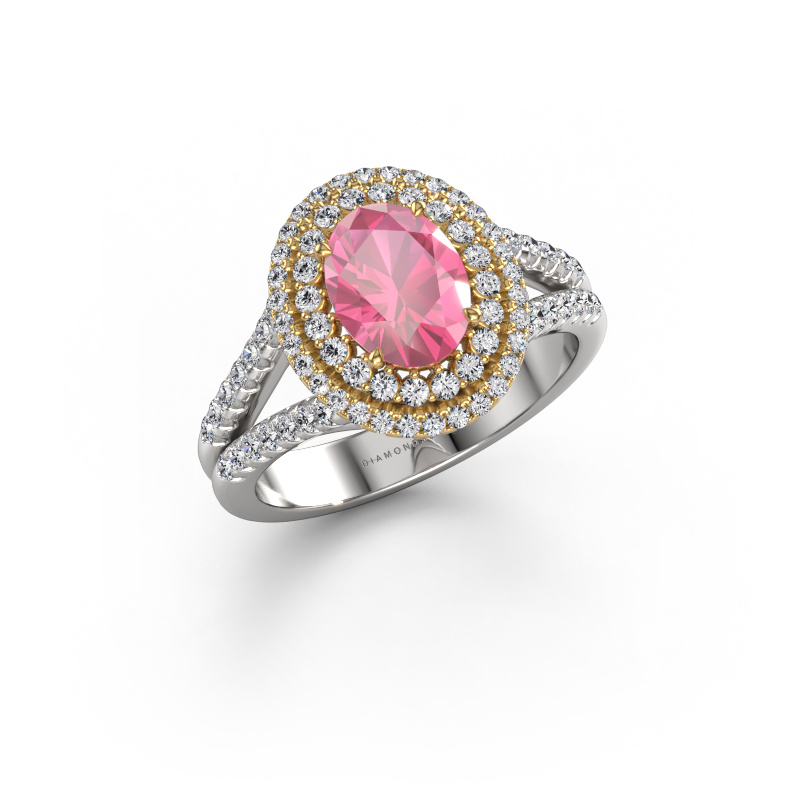 Bild von Verlobungsring Elvie OVL 585 Weißgold Pink Saphir 8x6 mm
