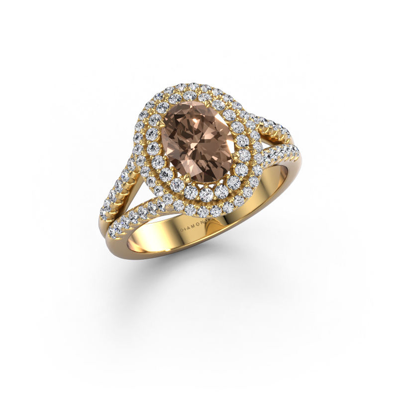 Afbeelding van Verlovingsring Elvie OVL 585 goud Bruine diamant 1.635 crt