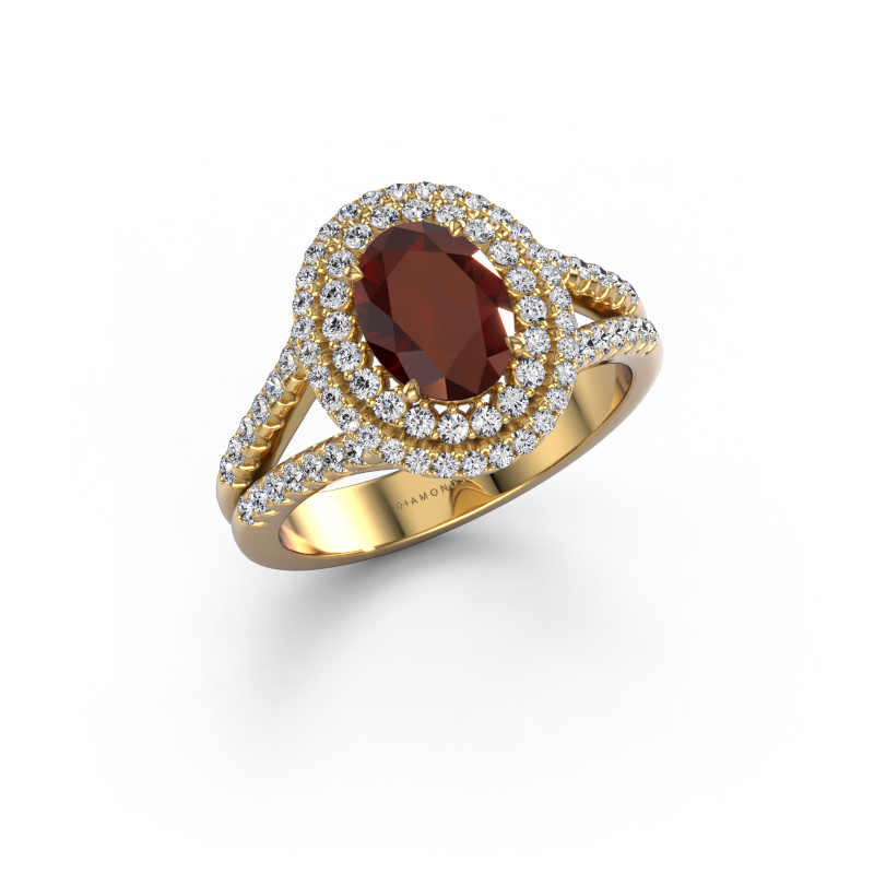 Image of Engagement ring Elvie OVL 585 gold Garnet 8x6 mm