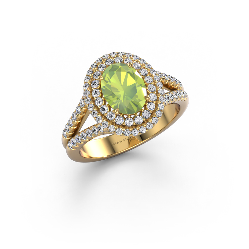 Image of Engagement ring Elvie OVL 585 gold Peridot 8x6 mm