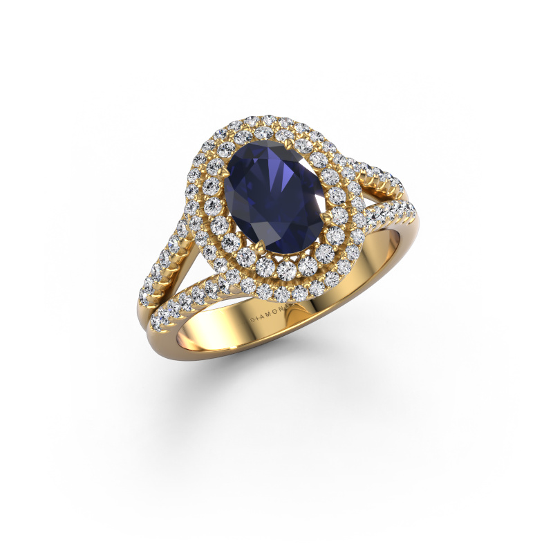 Image of Engagement ring Elvie OVL 585 gold Sapphire 8x6 mm