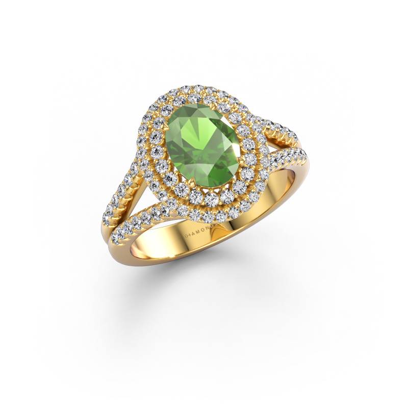 Bild von Verlobungsring Elvie OVL 585 Gold Turmalin grün 8x6 mm
