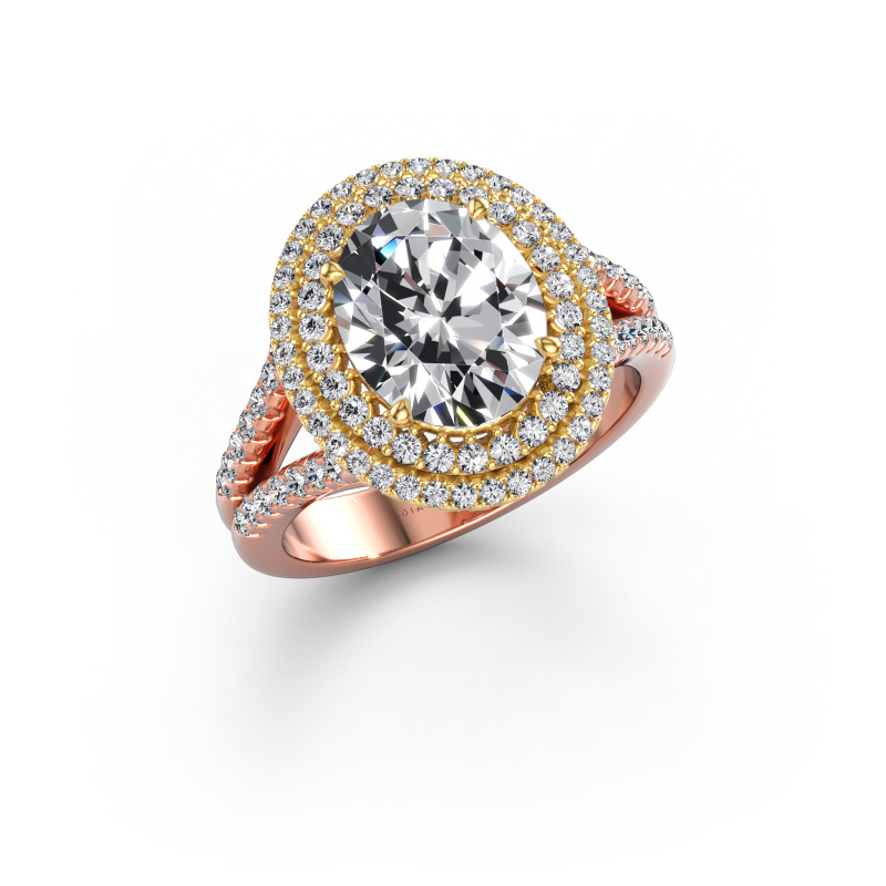 Image de Bague de fiançailles Elvie OVL 585 or rose Diamant synthétique 3.295 crt