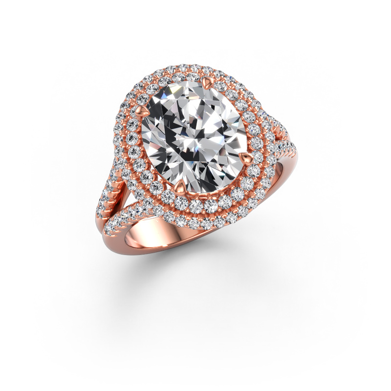 Bild av Förlovningsring Elvie OVL 585 roséguld Labbodlad diamant 4.47 crt