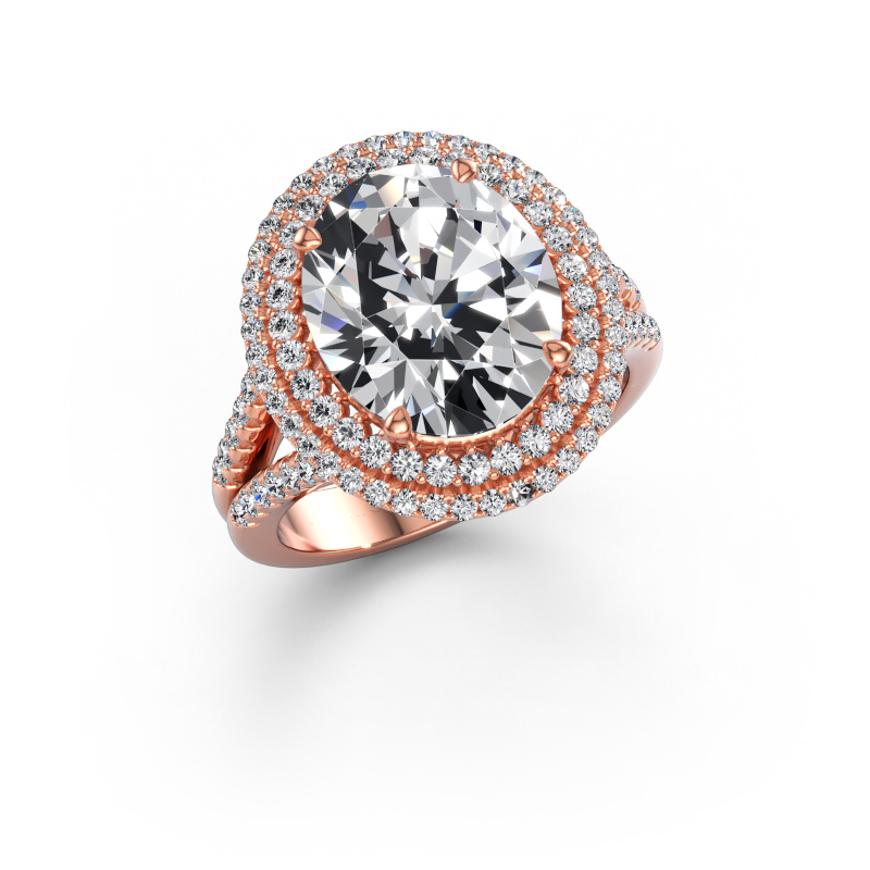 Bild av Förlovningsring Elvie OVL 585 roséguld Labbodlad diamant 5.695 crt