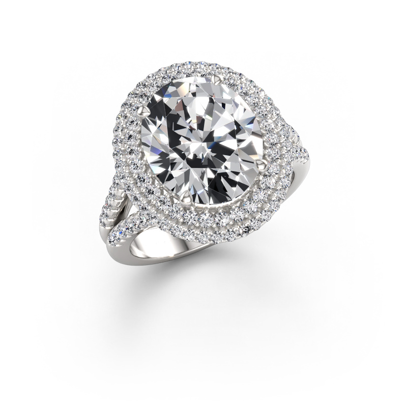 Immagine di Anello di fidanzamento Elvie OVL 585 oro bianco Diamante lab grown 5.695 crt