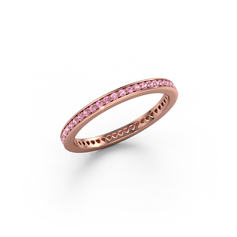 Image of Stackable ring Elvire 1 585 rose gold Pink sapphire 1.1 mm