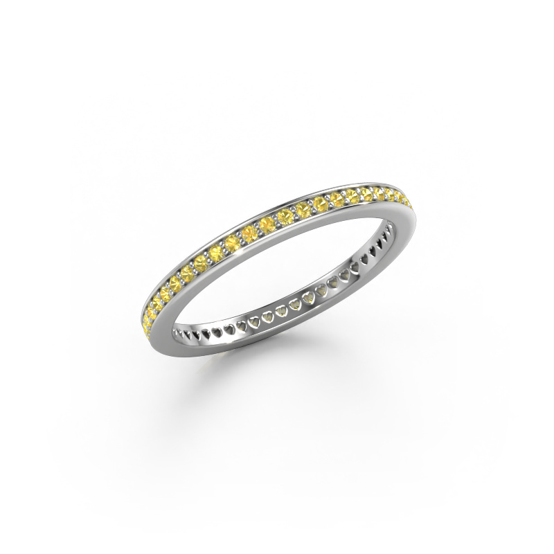Image of Stackable ring Elvire 1 585 white gold Yellow sapphire 1.1 mm