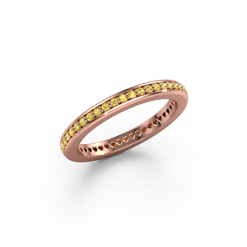 Image of Stackable ring Elvire 2 585 rose gold Yellow sapphire 1.2 mm