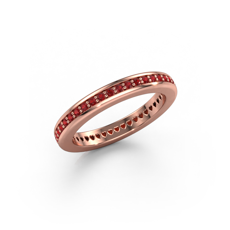 Image of Stackable ring Elvire 3 585 rose gold Ruby 1.3 mm