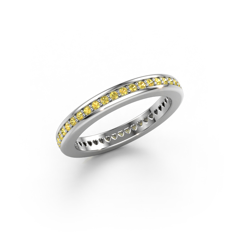 Image of Stackable ring Elvire 3 585 white gold Yellow sapphire 1.3 mm