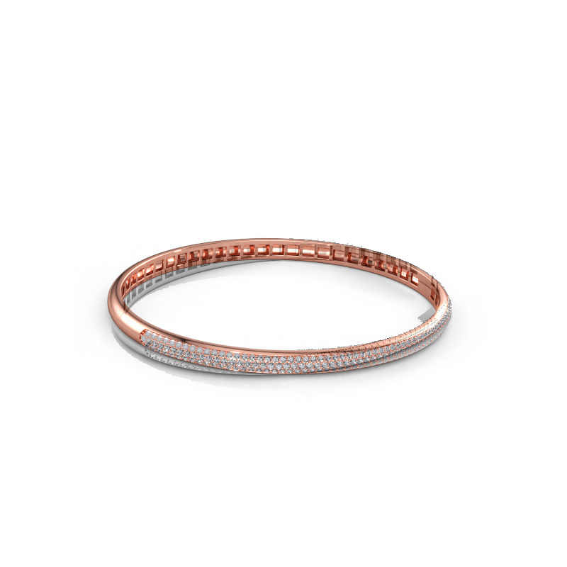Immagine di Bracciale rigido Emely 4mm 585 oro rosa Diamante 1.178 crt