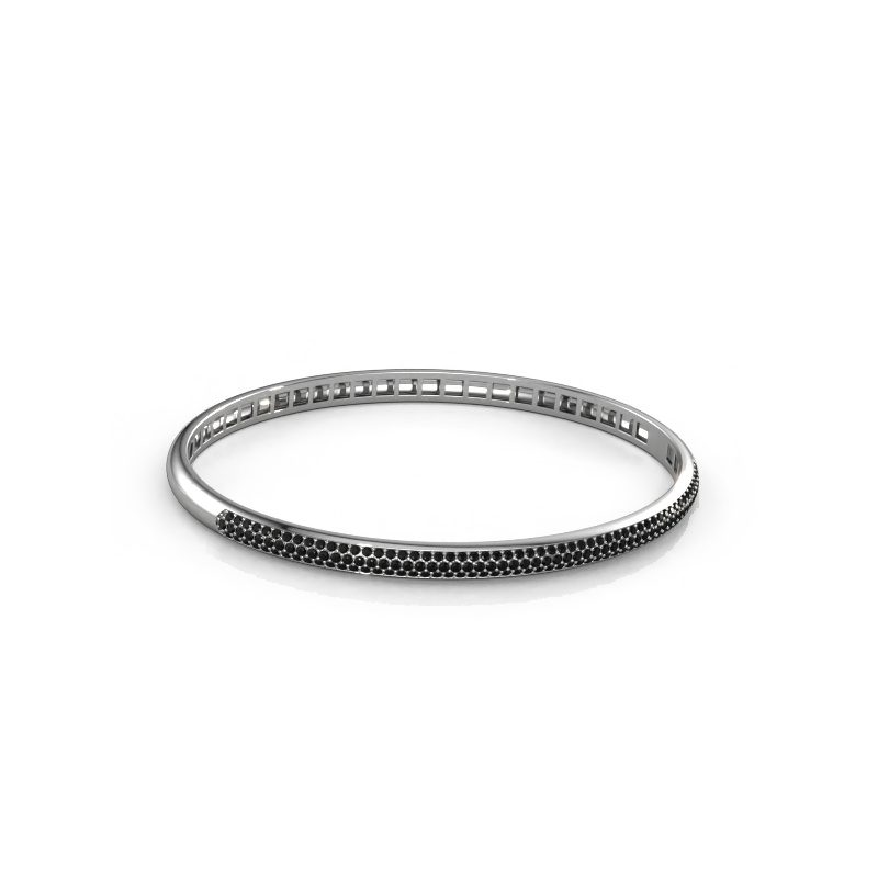 Afbeelding van Slavenarmband Emely 4mm 585 witgoud Zwarte diamant 1.409 crt