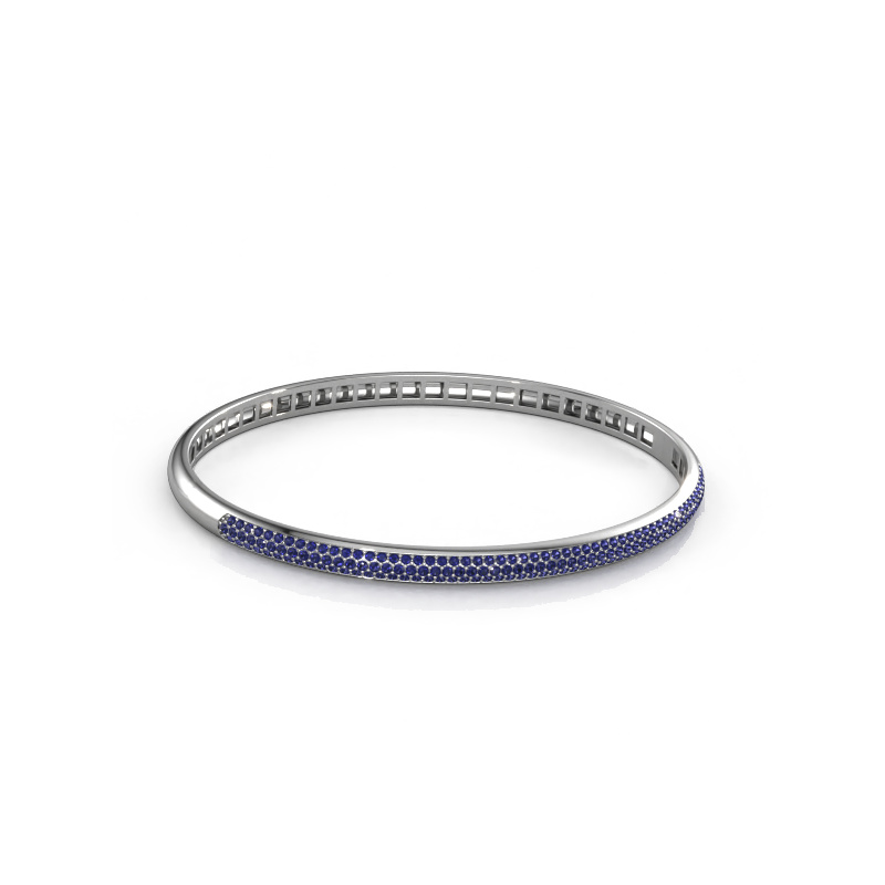 Afbeelding van Slavenarmband Emely 4mm 585 witgoud Saffier 1.1 mm