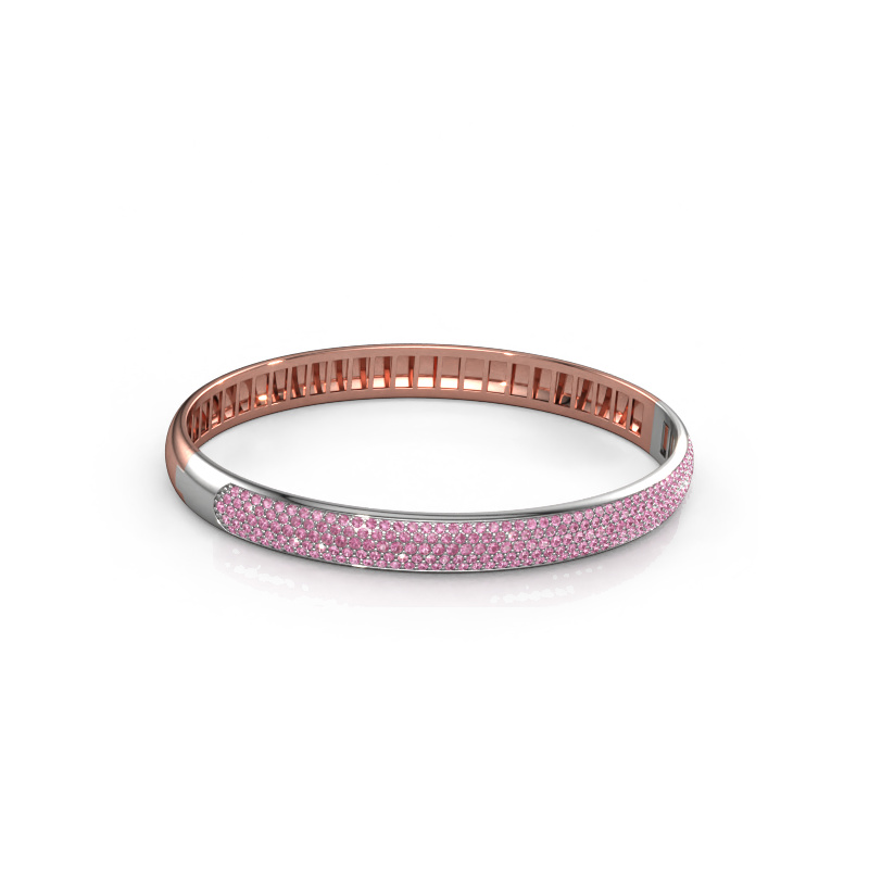 Image de Bracelet jonc Emely 7mm 585 or rose Saphir rose 1.2 mm