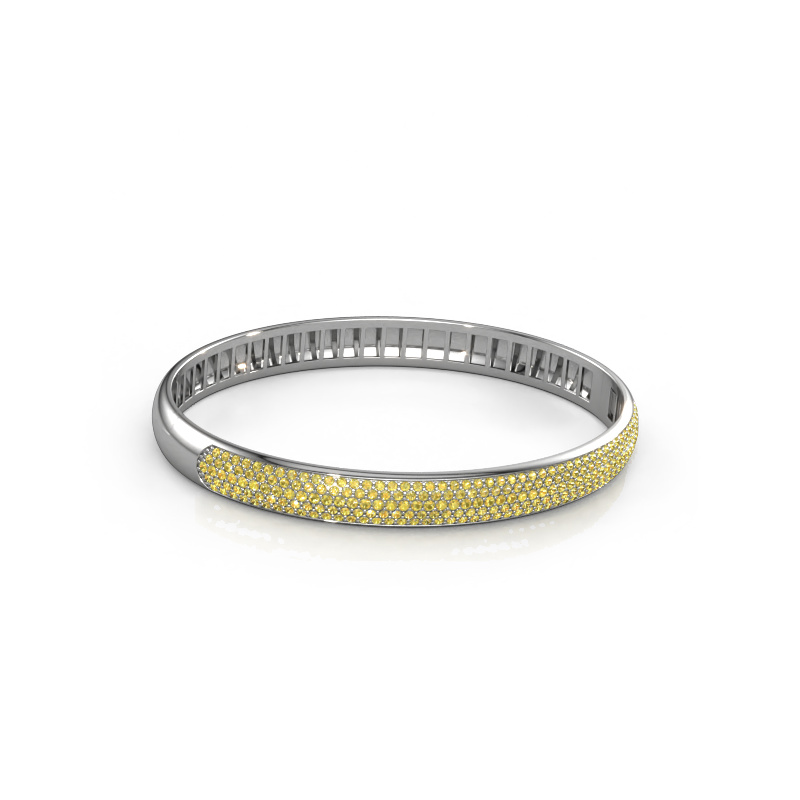 Image de Bracelet jonc Emely 7mm 585 or blanc Saphir jaune 1.2 mm
